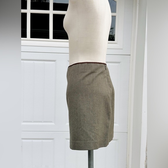 THEORY OLIVE WOOL MINI SKIRT 10 MEDIUM - Picture 2 of 2